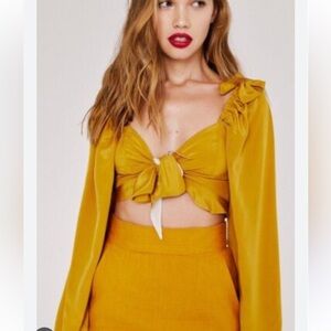 Stone Cold Fox Tie Front Silk Blouse Size Small